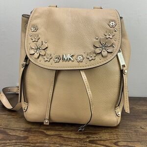 Michael Kors Leather Floral Evie Flower Garden Backpack Purse